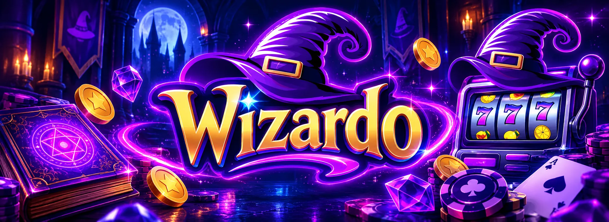 Banner del casinò Wizardo con il bonus di benvenuto del 225% e 225 giri gratis